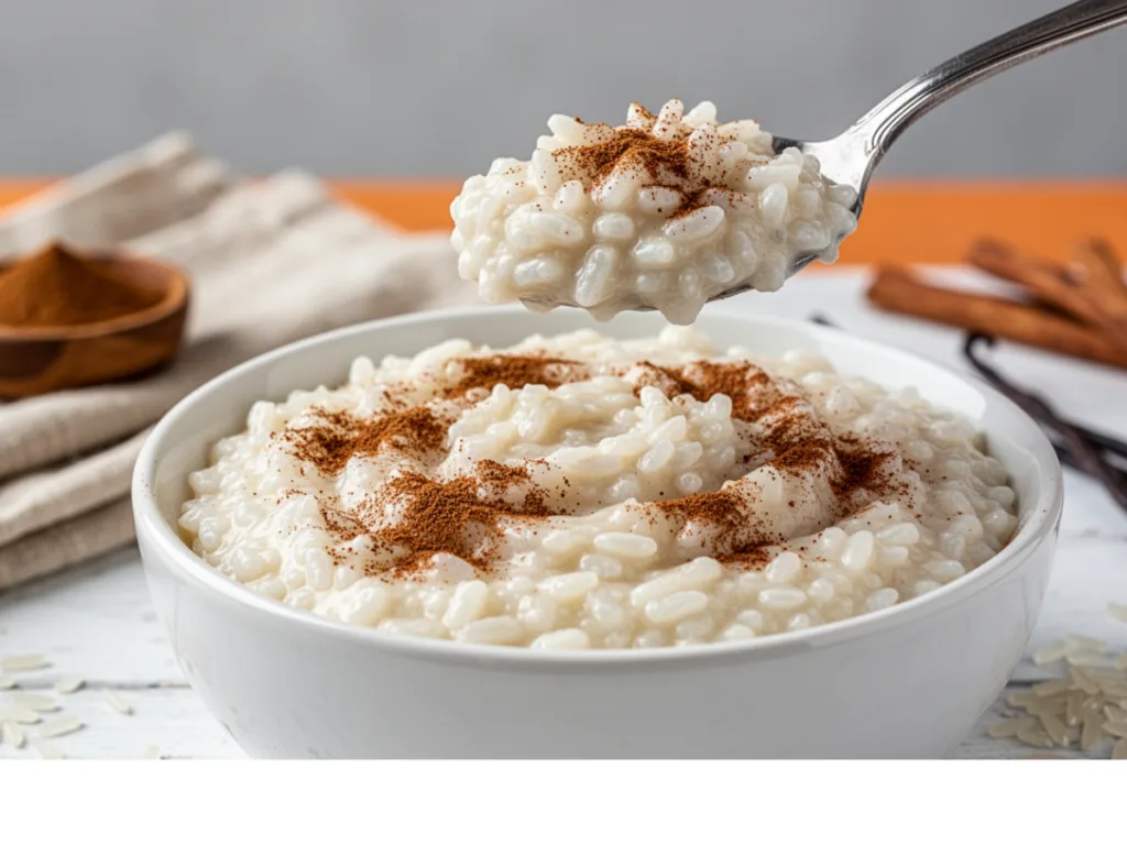 Best Rice Pudding Recipe served warm with raisins.