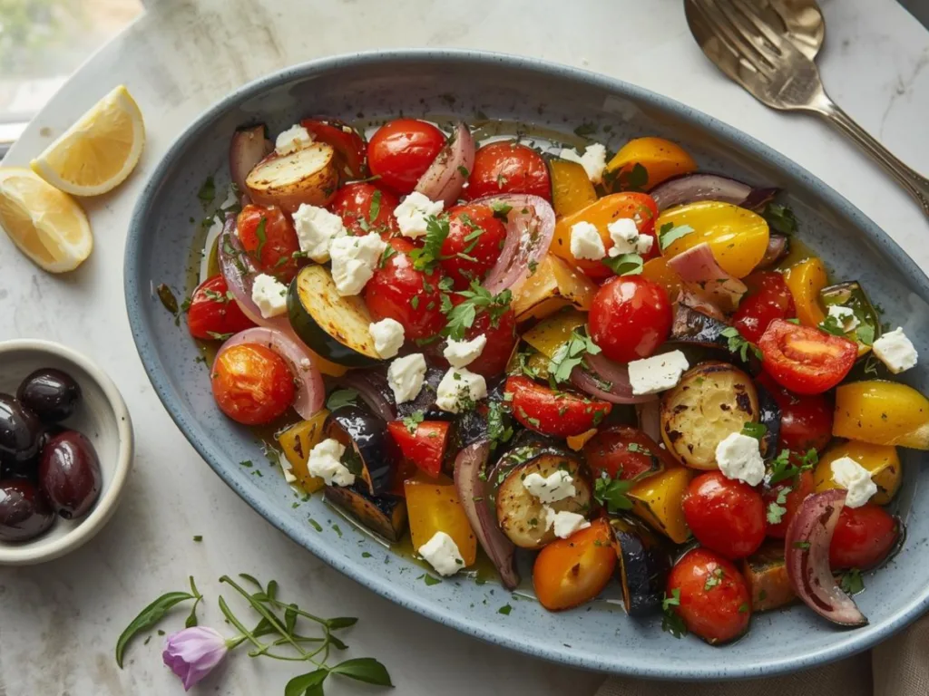 Greek Dishes with Roasted Mediterranean Greek Vegetables