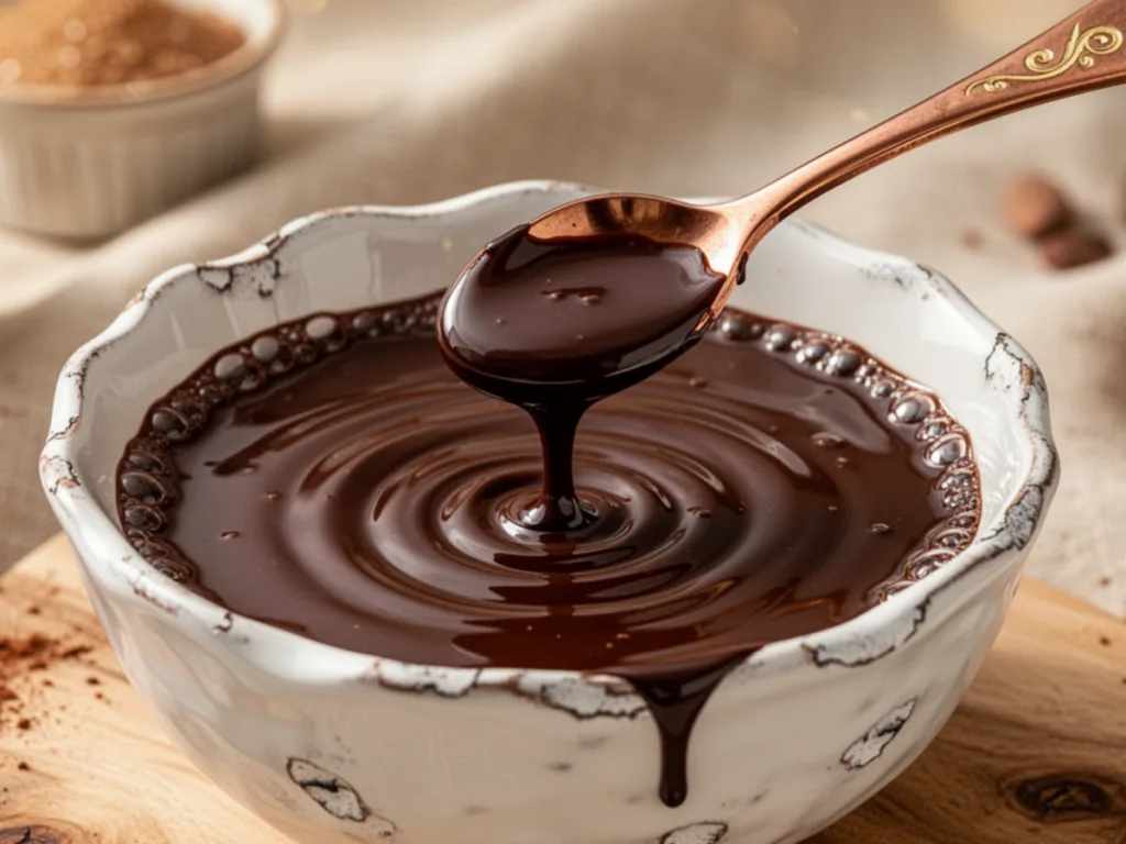 A mason jar of Homemade All Natural Chocolate Syrup next to a fresh glass of chocolate milk and a whisk.