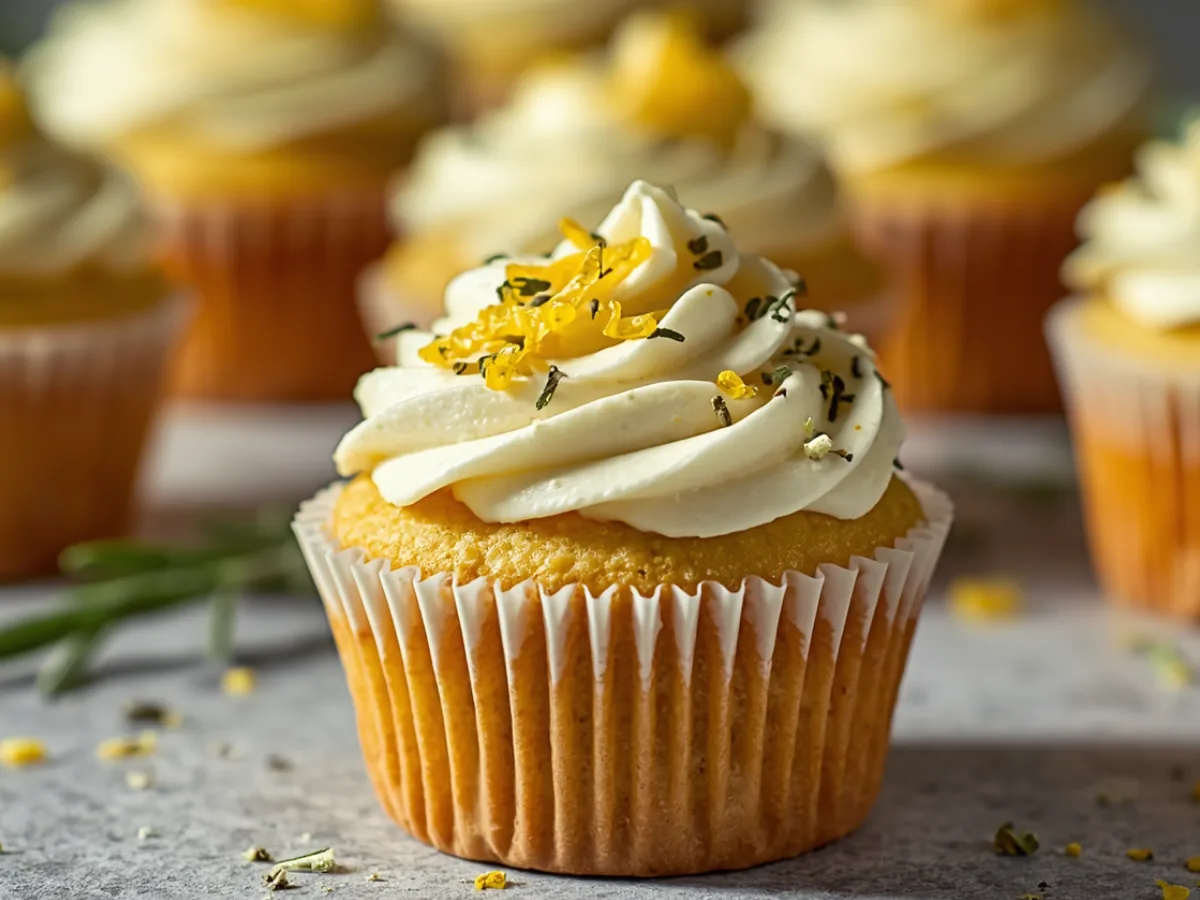 Lemon thyme rosemary cupcakes.