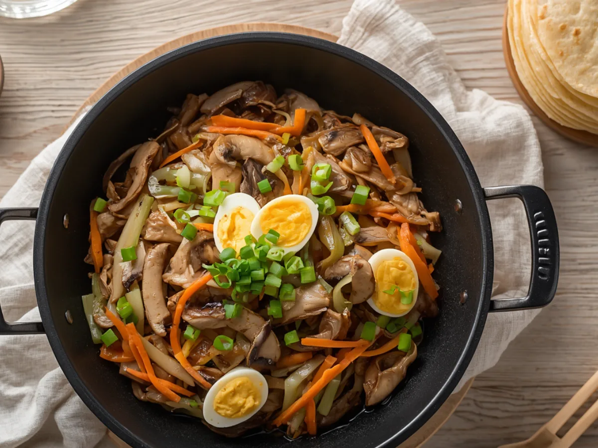 Sliced Moo Shu Chicken with cabbage stir fry