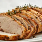 Golden turkey breast roast in a crockpot.