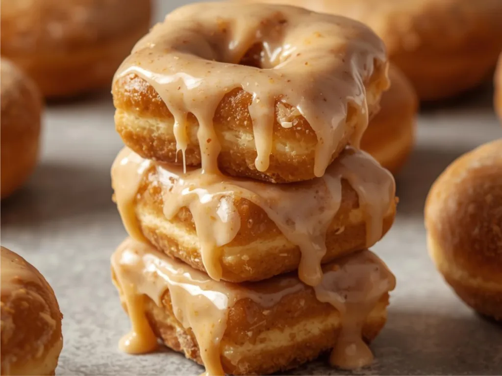 A tray of Brown Butter Maple Donut Bars sliced into rectangles.