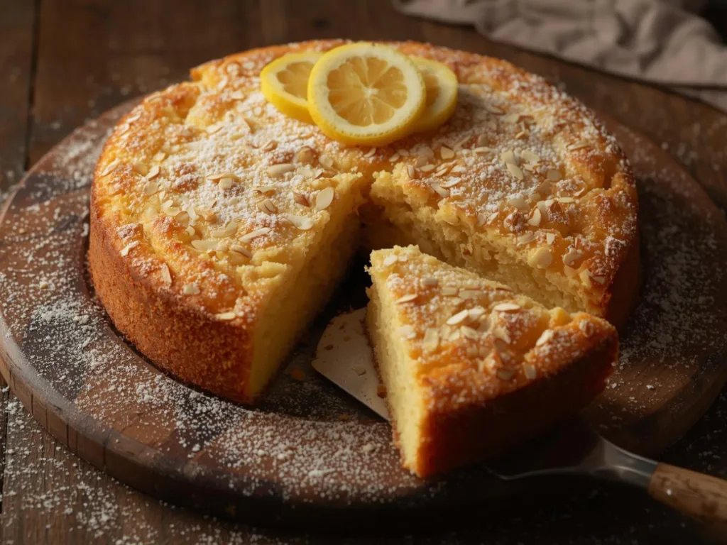 Ingredients for Lemon Almond Flourless Cake including lemons, eggs, and almond flour.