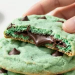 Close up of mint chocolate chip cookie dough.