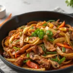 Moo Shu Chicken ingredients in a wok.