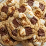 Sourdough Smores Cookies with a rich peanut butter marble.