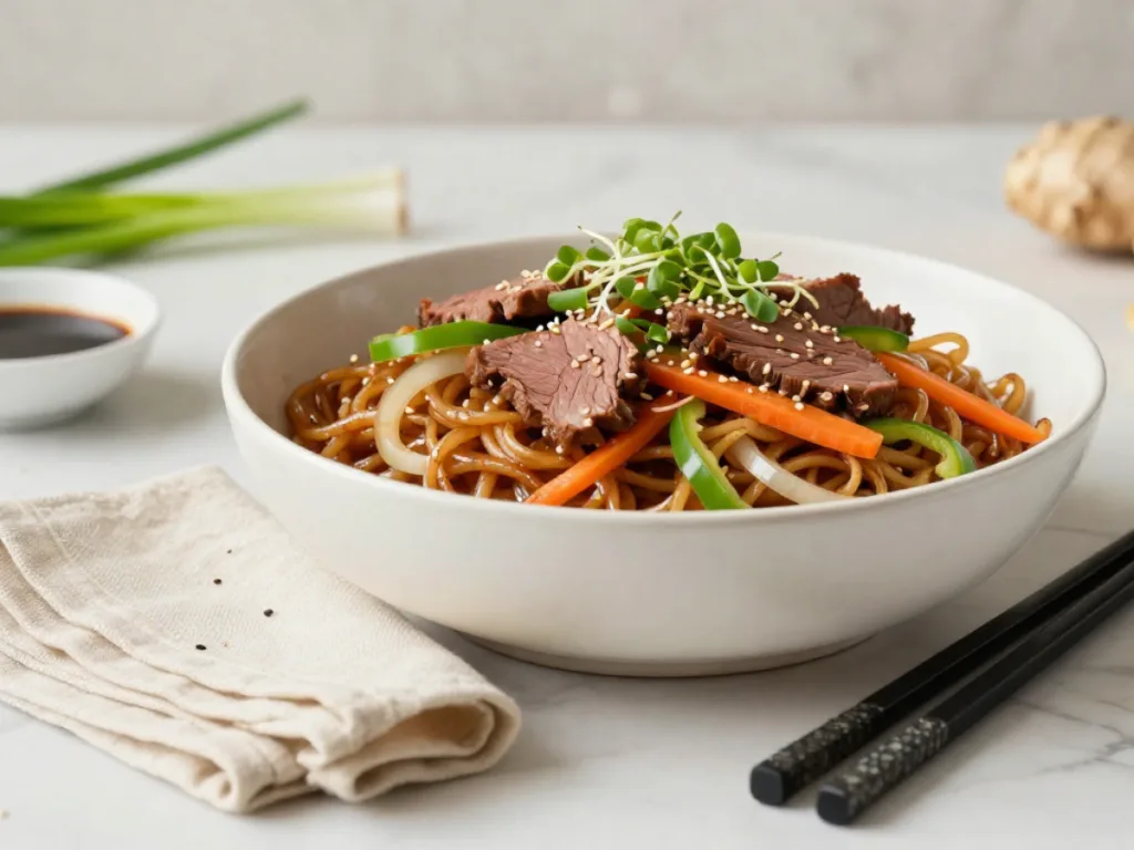 Flank steak lo mein with chow mein sauce easy.