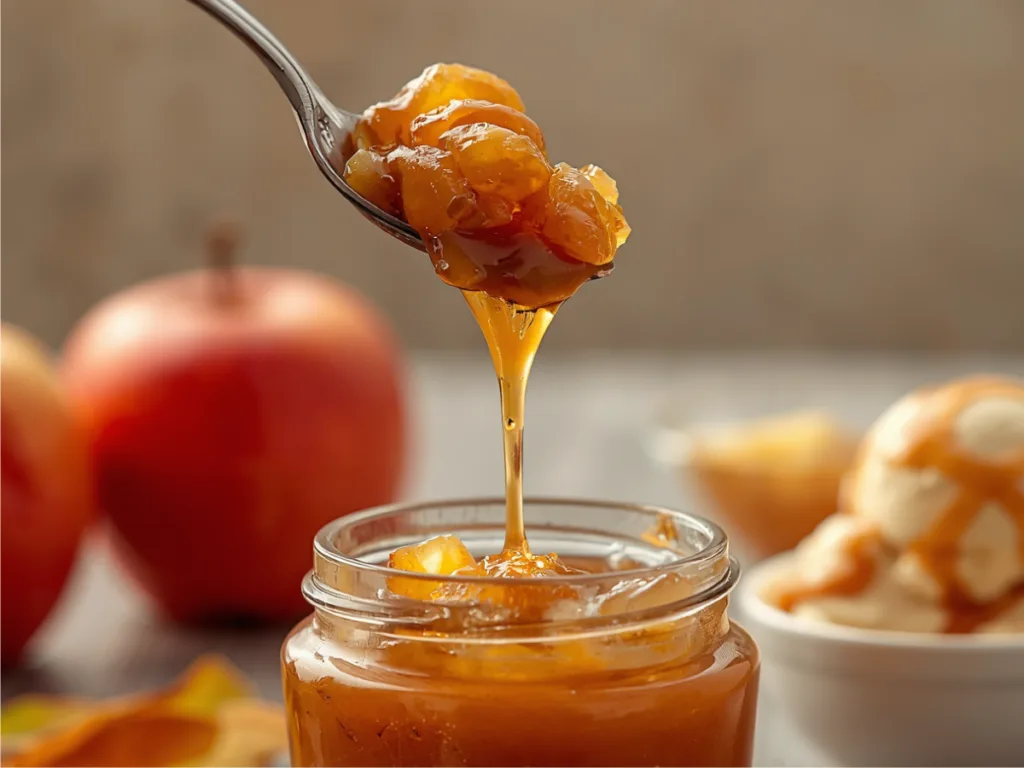 Easy Fall Caramel Apple Jam spread on fluffy dinner rolls.