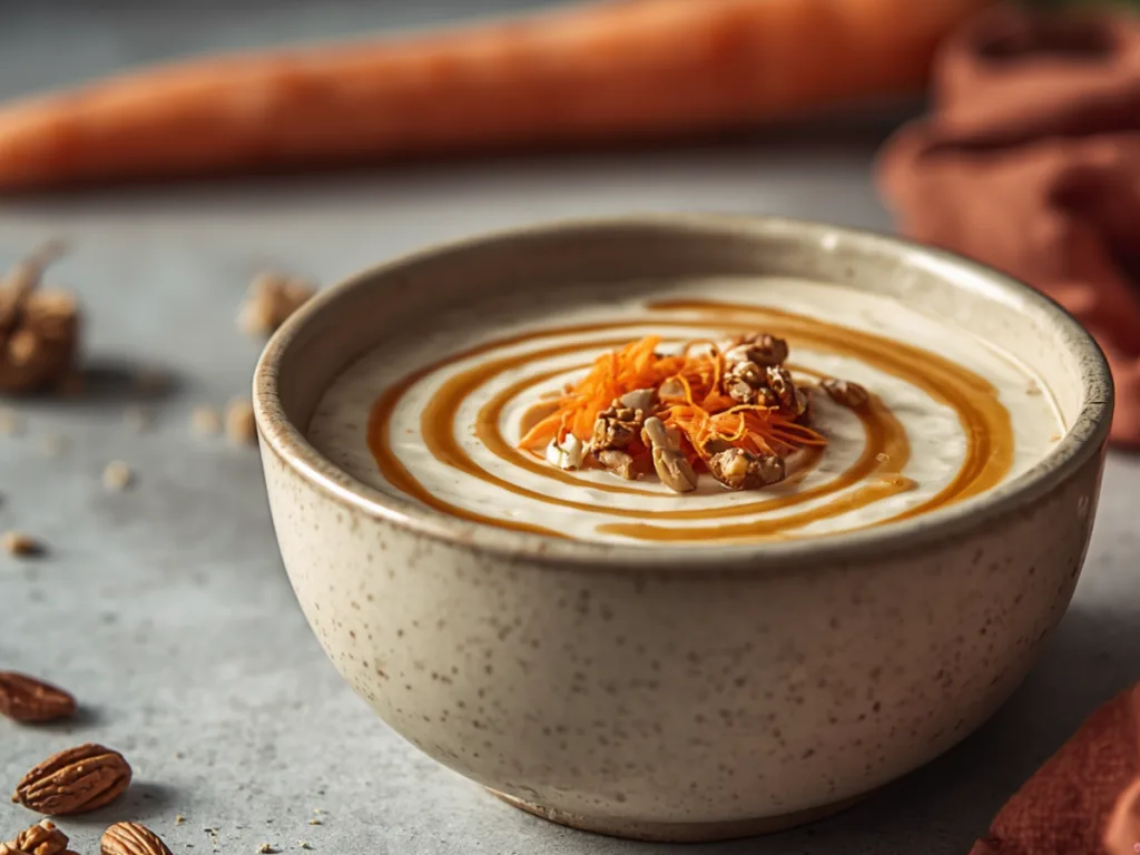 tasty carrot cake overnight oats lined up for meal prep.