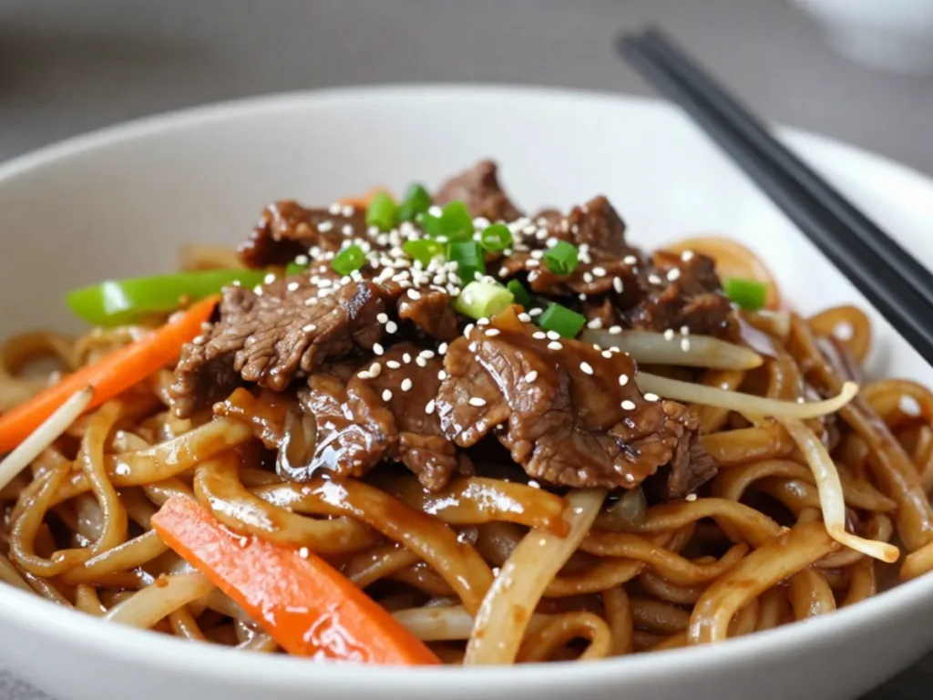 Chinese beef noodles recipes with meat noodles.