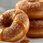 Caramel Apple Baked Donut dusted with cinnamon sugar and drizzled with warm caramel sauce.
